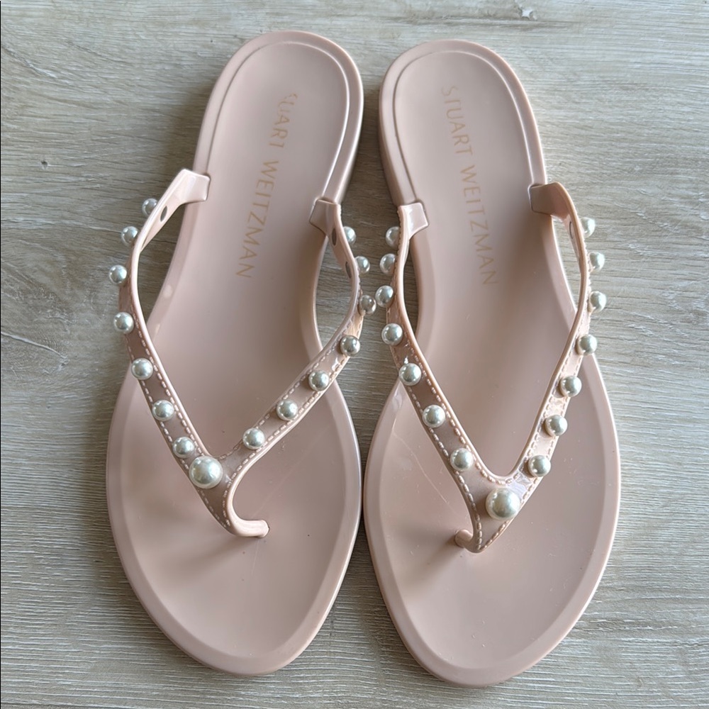 Stuart Weitzman Goldie Pearl Embellished Sandals